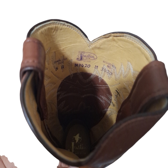 New Vintage Justin Made In USA Exotic Lizard Cowboy Boots Size 5A Style M3420 - Picture 6 of 15